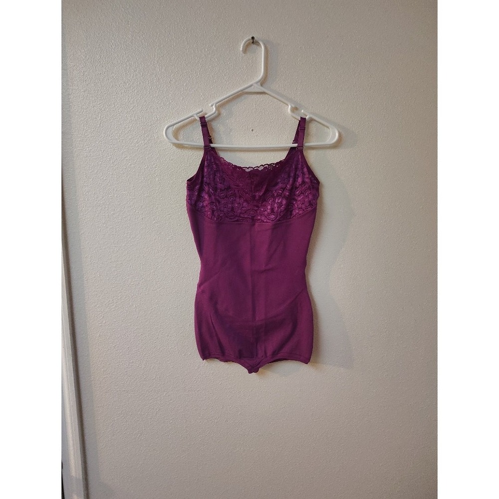 Cocoon Purple Lace Bodysuit Shapewear Compression Camisole Size L 1477
